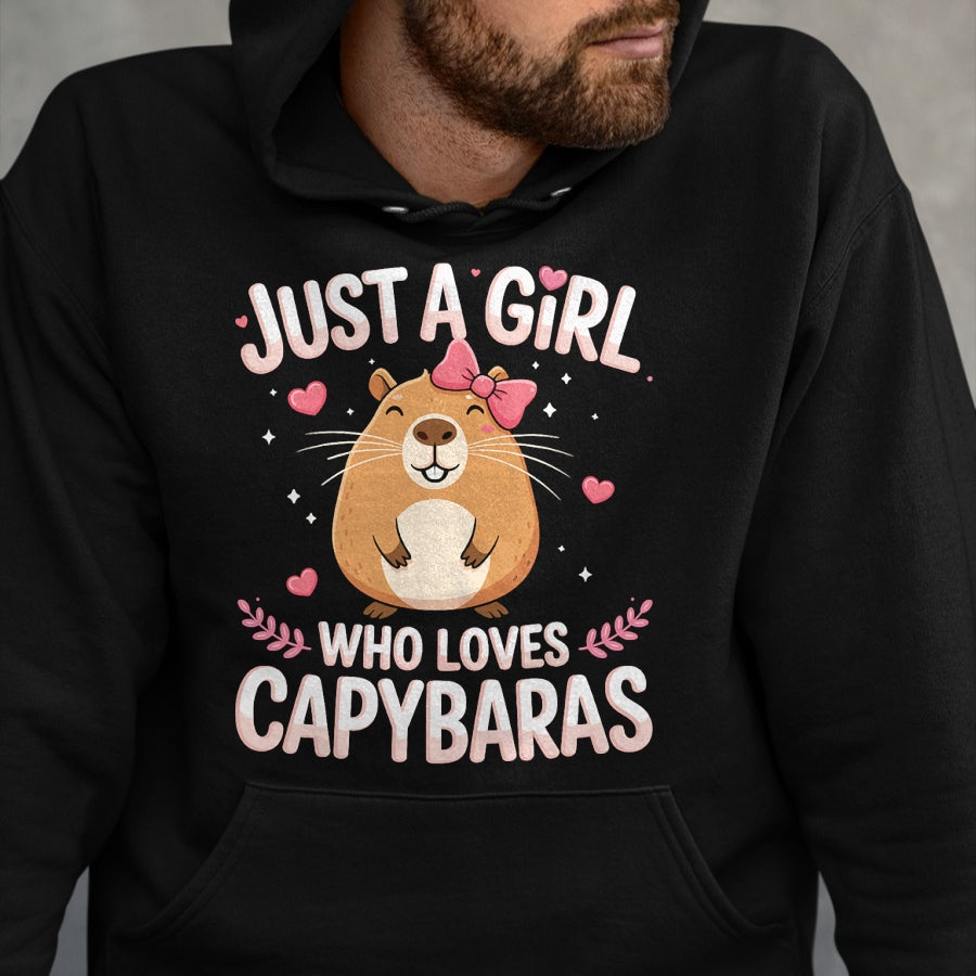 Cute Capybara Shirt, Funny Capybara Unisex T-Shirt/Hoodie/Sweatshirt HLT00 - Just A Girl Who Loves Capybaras Kawaii T-Shirt