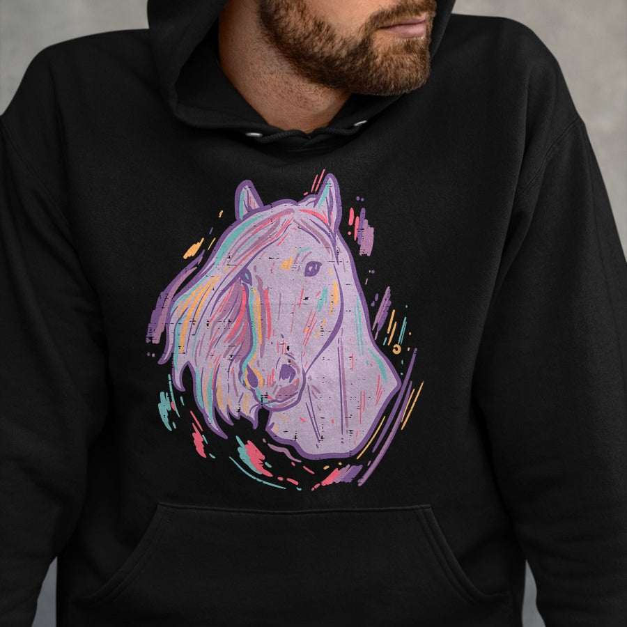 Best Horse Lover Shirt , Funny Horse UnisexT-Shirt/Hoodie/Sweatshirt HLT00 - Purple Horse Painting Animal Art Equestrian Men Women Kids T-Shirt