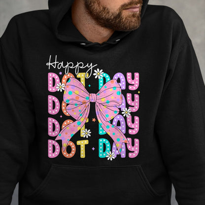 Best Teacher Shirt, Funny Teacher UnisexT-Shirt/Hoodie/Sweatshirt HLT00 - Happy Dot Day 2025 Coquette Bow Teachers Kids Boys Girls T-Shirt