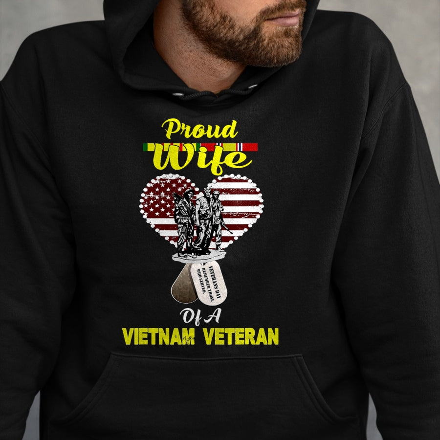 Best Wife Shirt, Wife and Husband Unisex T-Shirt/Hoodie/Sweatshirt HLT00 - Gift for wife T shirt, lucky wife   Proud Wife Of A Vietnam Veteran T shirt