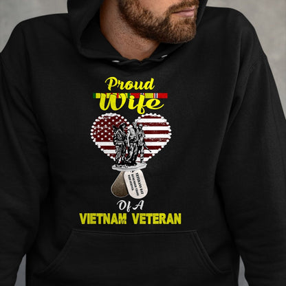 Best Wife Shirt, Wife and Husband Unisex T-Shirt/Hoodie/Sweatshirt HLT00 - Gift for wife T shirt, lucky wife   Proud Wife Of A Vietnam Veteran T shirt