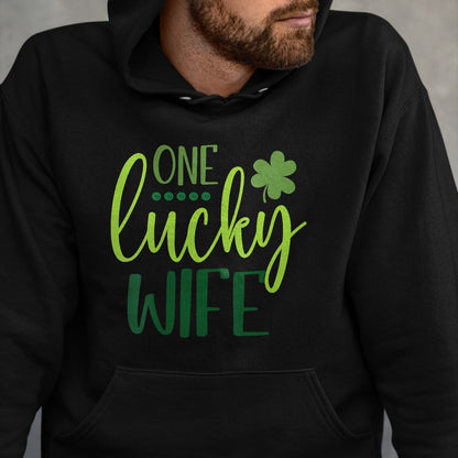Best Wife Shirt, Wife and Husband Unisex T-Shirt/Hoodie/Sweatshirt HLT00 - Gift for wife T shirt, lucky wife   Womens One Lucky Wife Irish Shamrock Happy St Patricks Day Women (1)
