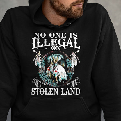 Native American T-Shirts, Vintage Native American Unisex T-Shirt/Hoodie/Sweatshirt HLT00 - No One Is Illegal on Stolen Land Gifts Native Americans