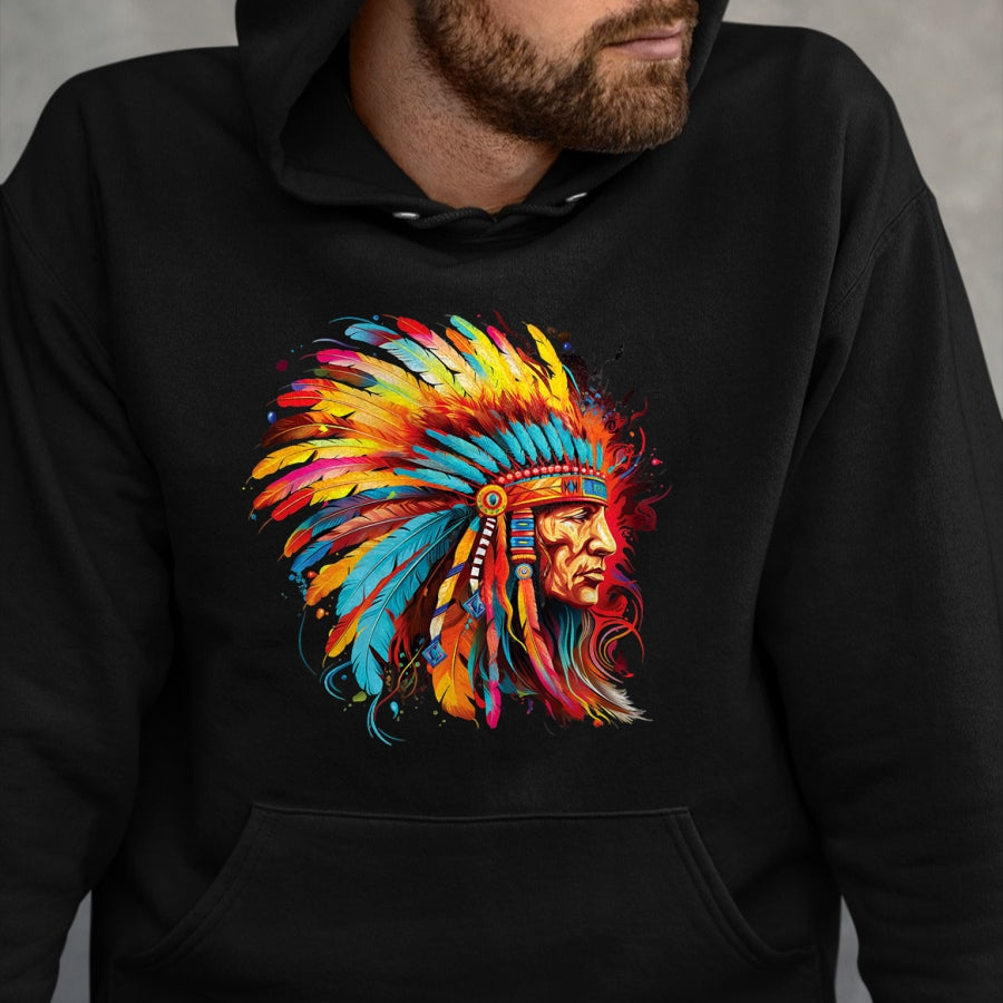 Native American T-Shirts, Vintage Native American Unisex T-Shirt/Hoodie/Sweatshirt HLT00 - Native American Indian Headdress design Tees Men Women
