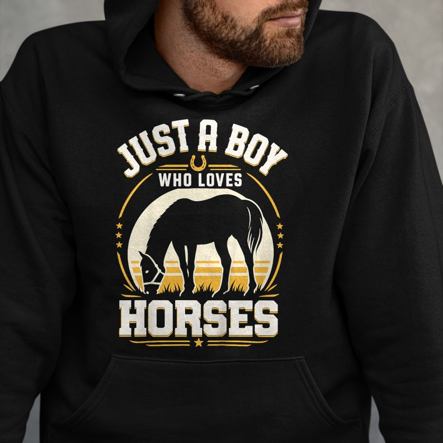 Best Horse Lover Shirt , Funny Horse UnisexT-Shirt/Hoodie/Sweatshirt HLT00 - Kids Just A Boy Who Loves Horses Funny Horse Lover T-Shirt