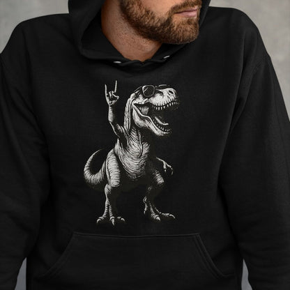 Best Dinosaur Lover Shirt, Funny Dinosaur UnisexT-Shirt/Hoodie/Sweatshirt HLT00 - Cool Dinosaur Rock Sign Sunglasses T-Rex T-Shirt, Men, Black, 3X-Large