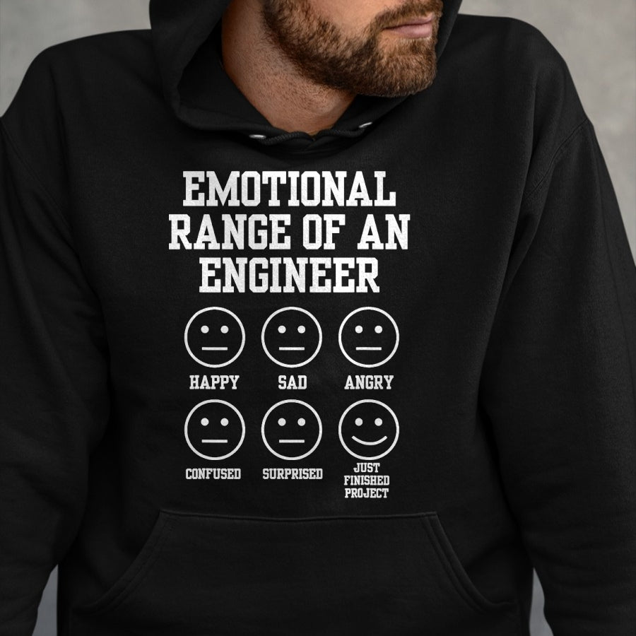 Best Mechanic Life Shirt, Funny Mechanic UnisexT-Shirt/Hoodie/Sweatshirt HLT00 - Emotional Range of an Engineer Funny Engineering Faces Fan T-Shirt