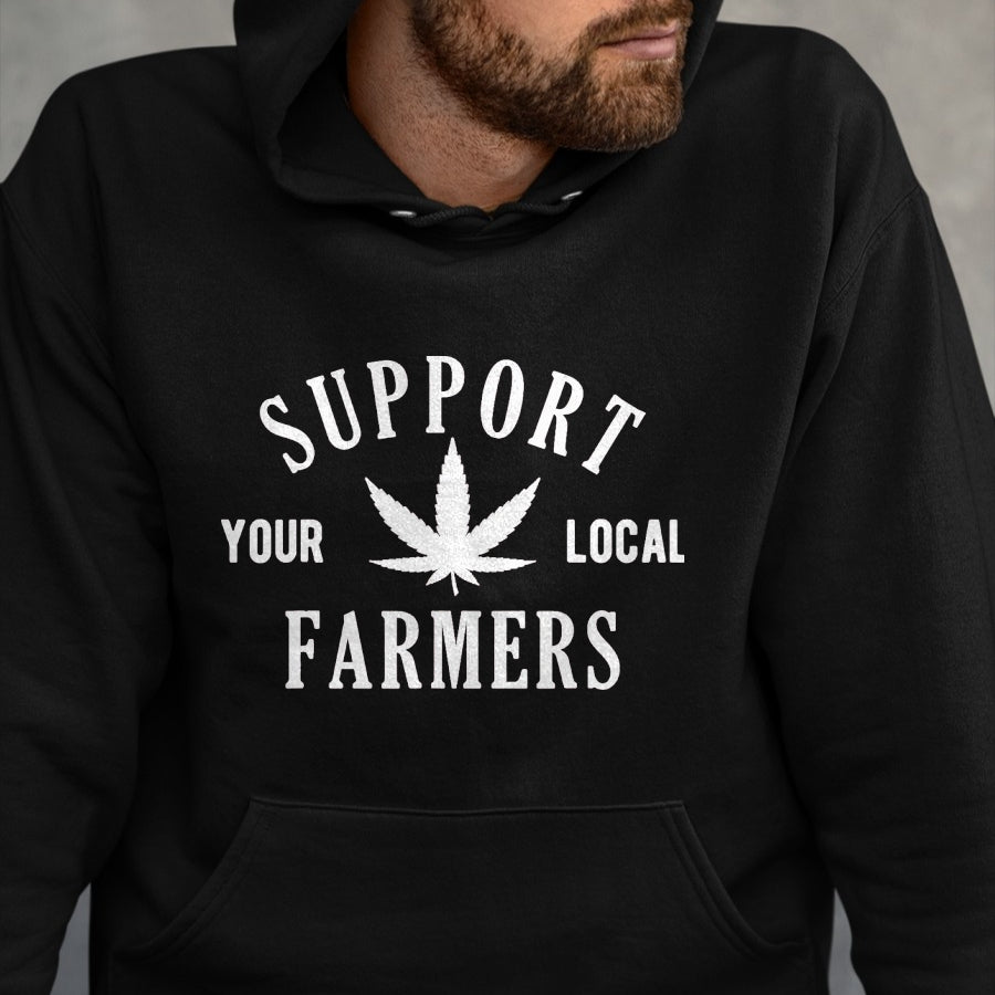 Best Farmer Life Shirt, Funny Farmer UnisexT-Shirt/Hoodie/Sweatshirt HLT00 - Support Your Local Farmers Cannabis Leaf Marijuana T-Shirt, Men, Burgundy, Large