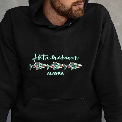 Native American T-Shirts, Vintage Native American Unisex T-Shirt/Hoodie/Sweatshirt HLT00 - Ketchikan Alaska Native Art Salmon Fishing Capital Souvenir