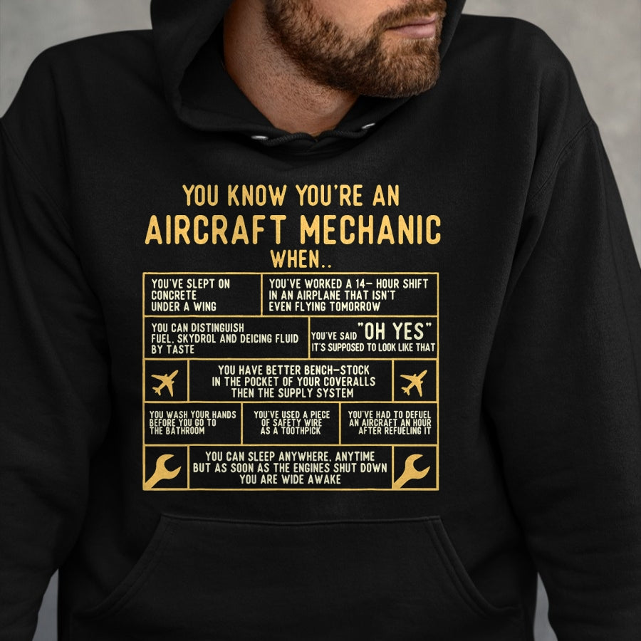 Best Mechanic Life Shirt, Funny Mechanic UnisexT-Shirt/Hoodie/Sweatshirt HLT00 - You Know You're an Aircraft Mechanic - Airplane Maintenance T-Shirt Small