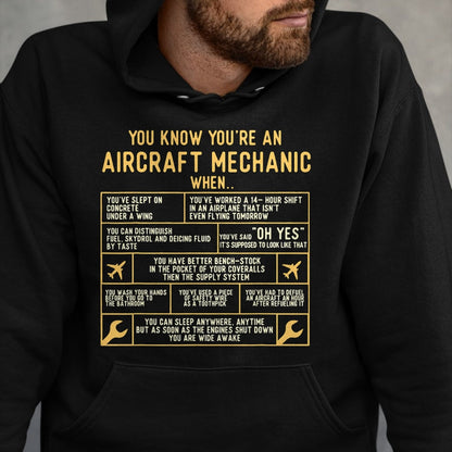 Best Mechanic Life Shirt, Funny Mechanic UnisexT-Shirt/Hoodie/Sweatshirt HLT00 - You Know You're an Aircraft Mechanic - Airplane Maintenance T-Shirt Small