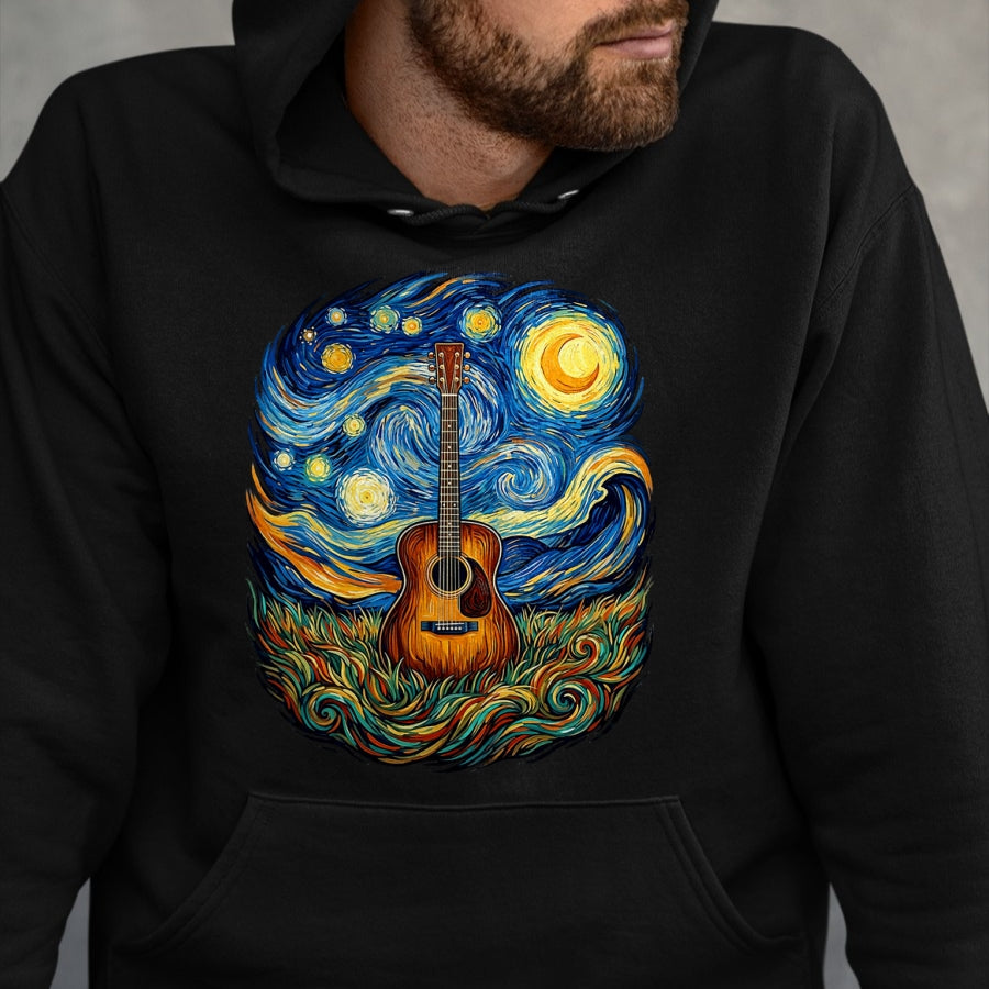 Guitar Lover Shirt, Funny Guitar UnisexT-Shirt/Hoodie/Sweatshirt HLT00 - Acoustic Guitar Starry Night Music Lover Art Men Women Kid T-Shirt