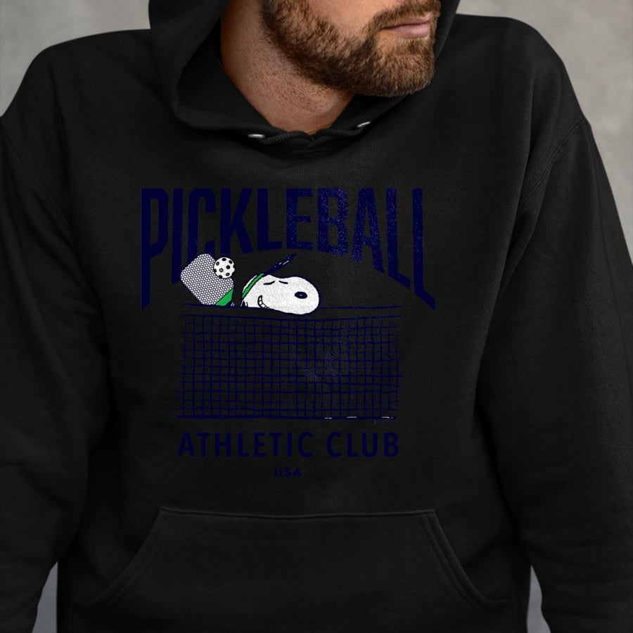 Funny Pickleball Shirt, Pickleball Lover Unisex T-Shirt/Hoodie/Sweatshirt HLT00 - Peanuts - Snoopy Pickleball Athletic Club USA T-Shirt