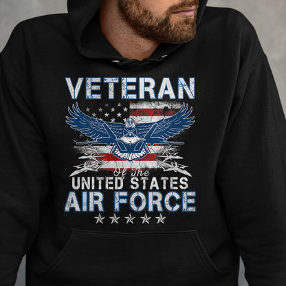 Proud Veteran Shirt, Funny Veteran UnisexT-Shirt/Hoodie/Sweatshirt HLT00 - Proud US Air Force Veteran USA Flag Patriotic Vintage Mens T-Shirt