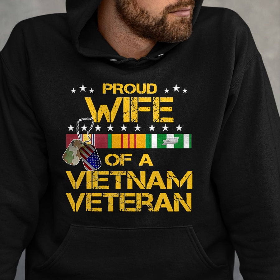 Proud Veteran Shirt, Funny Veteran UnisexT-Shirt/Hoodie/Sweatshirt HLT00 - Proud Wife of A Vietnam Veteran My Husband is A Hero T-Shirt T-Shirt