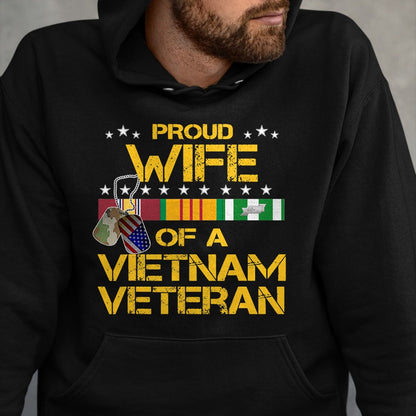 Proud Veteran Shirt, Funny Veteran UnisexT-Shirt/Hoodie/Sweatshirt HLT00 - Proud Wife of A Vietnam Veteran My Husband is A Hero T-Shirt T-Shirt