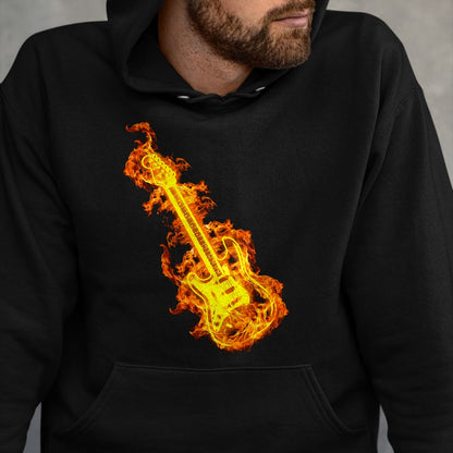 Guitar Lover Shirt, Funny Guitar UnisexT-Shirt/Hoodie/Sweatshirt HLT00 - Electric Guitar In Flames Gift Rock Guitar Lovers T-Shirt
