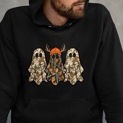 Funny Hunting Shirt, Gift For Hunting Lover Unisex T-Shirt/Hoodie/Sweatshirt HLT00 - Camo Boo Ghost Deer Hunting Season Halloween Men Women Boys T-Shirt
