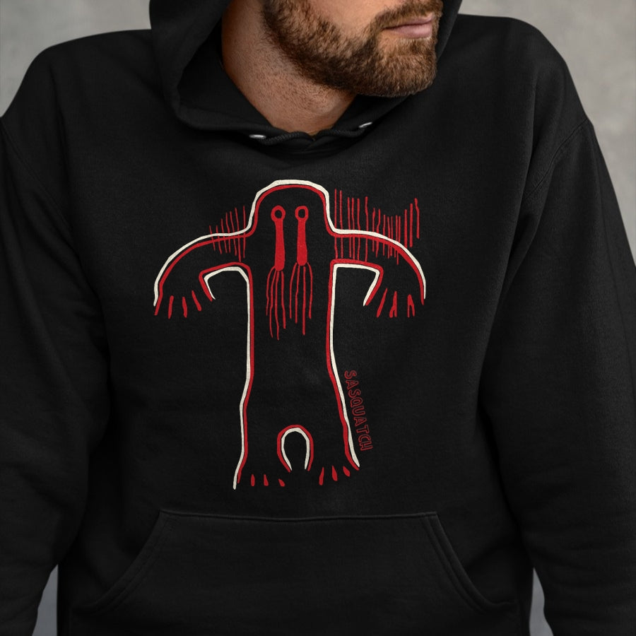 Native American T-Shirts, Vintage Native American Unisex T-Shirt/Hoodie/Sweatshirt HLT00 - Native American Bigfoot -Sasquatch Petroglyph Cave Art