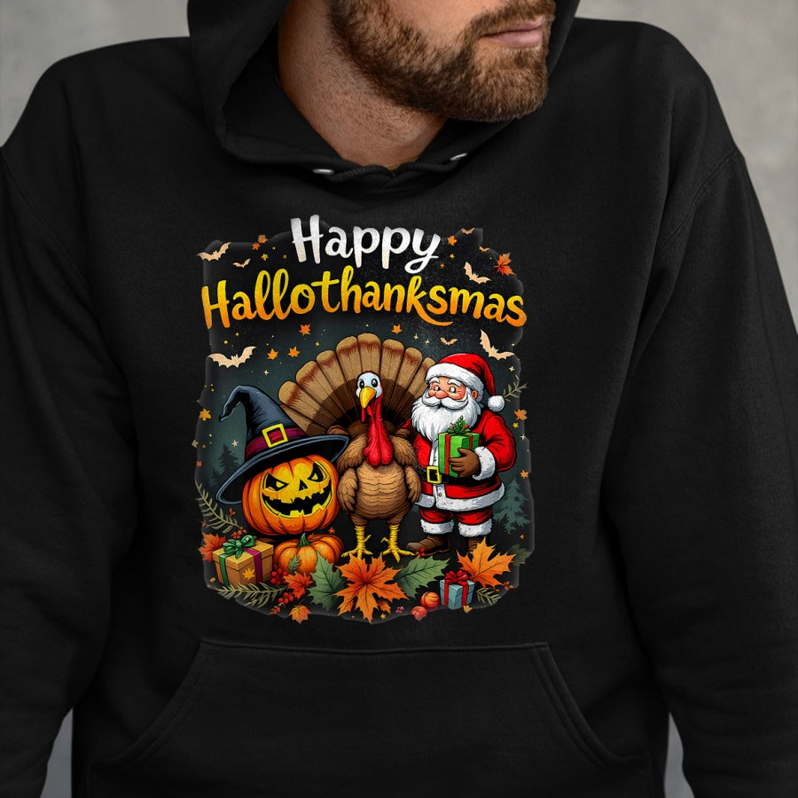 Best Thanksgiving Family Shirt , Funny Thanksgiving UnisexT-Shirt/Hoodie/Sweatshirt HLT00 - Happy Hallothanksmas Thanksgiving Halloween Merry Christmas T-Shirt
