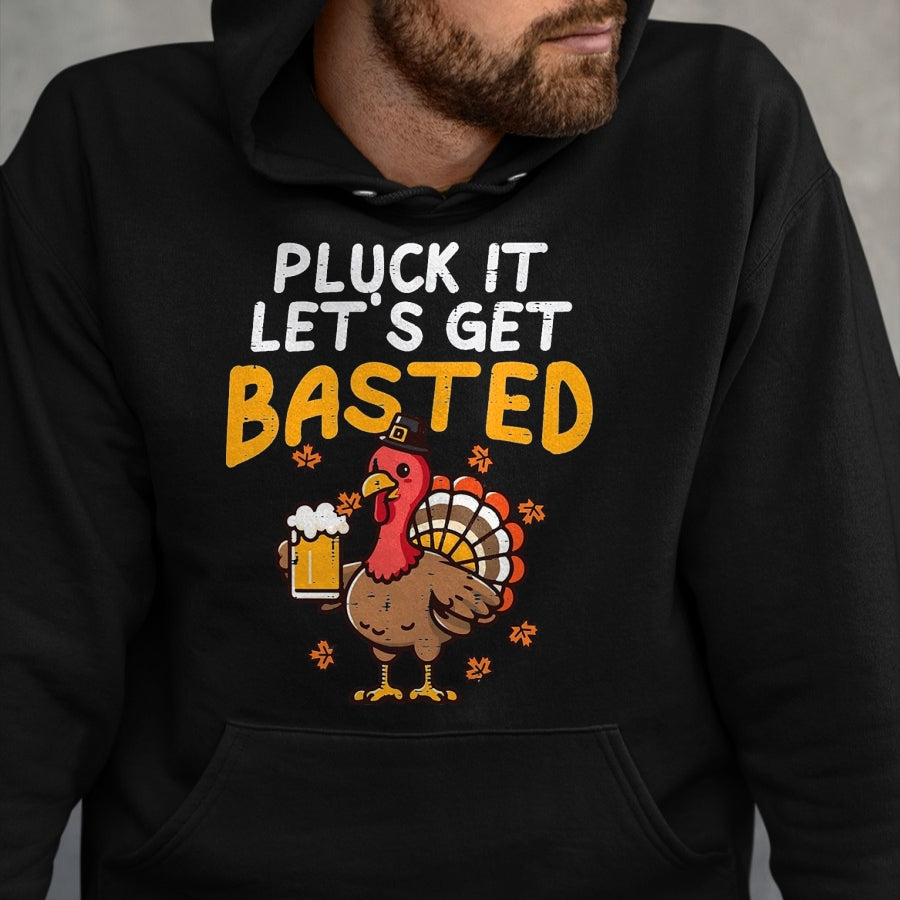 Best Thanksgiving Family Shirt , Funny Thanksgiving UnisexT-Shirt/Hoodie/Sweatshirt HLT00 - Thanksgiving Pluck It Lets Get Basted Funny Fall Dad Men T-Shirt, Men, Black, 3X-Large