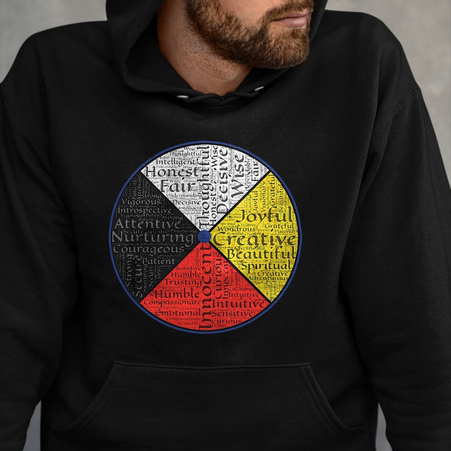 Native American T-Shirts, Vintage Native American Unisex T-Shirt/Hoodie/Sweatshirt HLT00 - Native American Words Of The Medicine Wheel 1