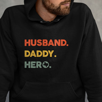 Gift for Dad Shirt, Funny Dad Unisex T-Shirt/Hoodie/Sweatshirt HLT00 – Mens Husband daddy hero Tee Proud Texas Map dad father_s day T-Shirt