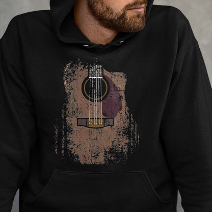 Guitar Lover Shirt, Funny Guitar UnisexT-Shirt/Hoodie/Sweatshirt HLT00 - Distressed Acoustic Guitar Vintage Player Rock & Roll Music T-Shirt, Men, Black, 3X-Large