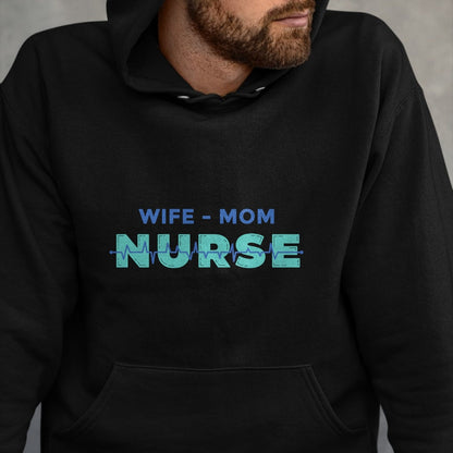 Funny Nurse Shirt, Nurse Unisex T-Shirt/Hoodie/Sweatshirt HLT00 - Wife, Mother, Nurse - Mum & Mother's Day Long Sleeve T-Shirt