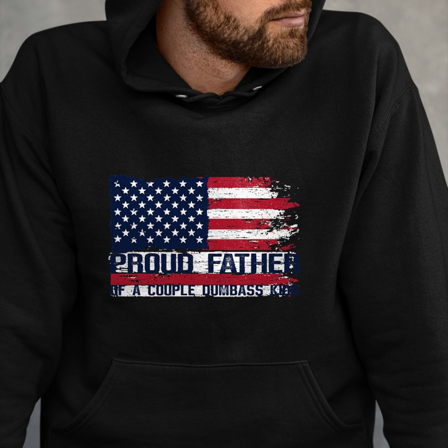 Gift for Dad Shirt, Funny Dad Unisex T-Shirt/Hoodie/Sweatshirt HLT00 – Proud Father of A Couple Dumbass Kids Father_s Day Americans T-Shirt