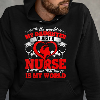 Funny Nurse Shirt, Nurse Unisex T-Shirt/Hoodie/Sweatshirt HLT00 - Womens My Daughter Is A Nurse, Proud To Be A Nurse's Mom V-Neck T-Shirt