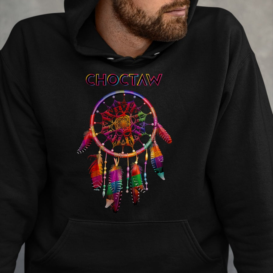 Native American T-Shirts, Vintage Native American Unisex T-Shirt/Hoodie/Sweatshirt HLT00 - Choctaw Native American Indian Colorful Dreamcatcher Tribal