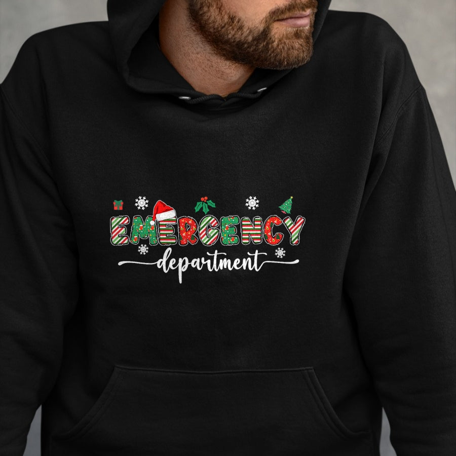 Funny Nurse Shirt, Nurse Unisex T-Shirt/Hoodie/Sweatshirt HLT00 - Groovy Emergency Department Christmas Santa ER Crew Nurse T-Shirt