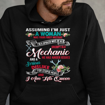 Best Wife Shirt, Wife and Husband Unisex T-Shirt/Hoodie/Sweatshirt HLT00 - Gift for wife T shirt, spoiled wife   I'm A Spoiled Wife Of A Grumpy Old Mechanic T-Shirt