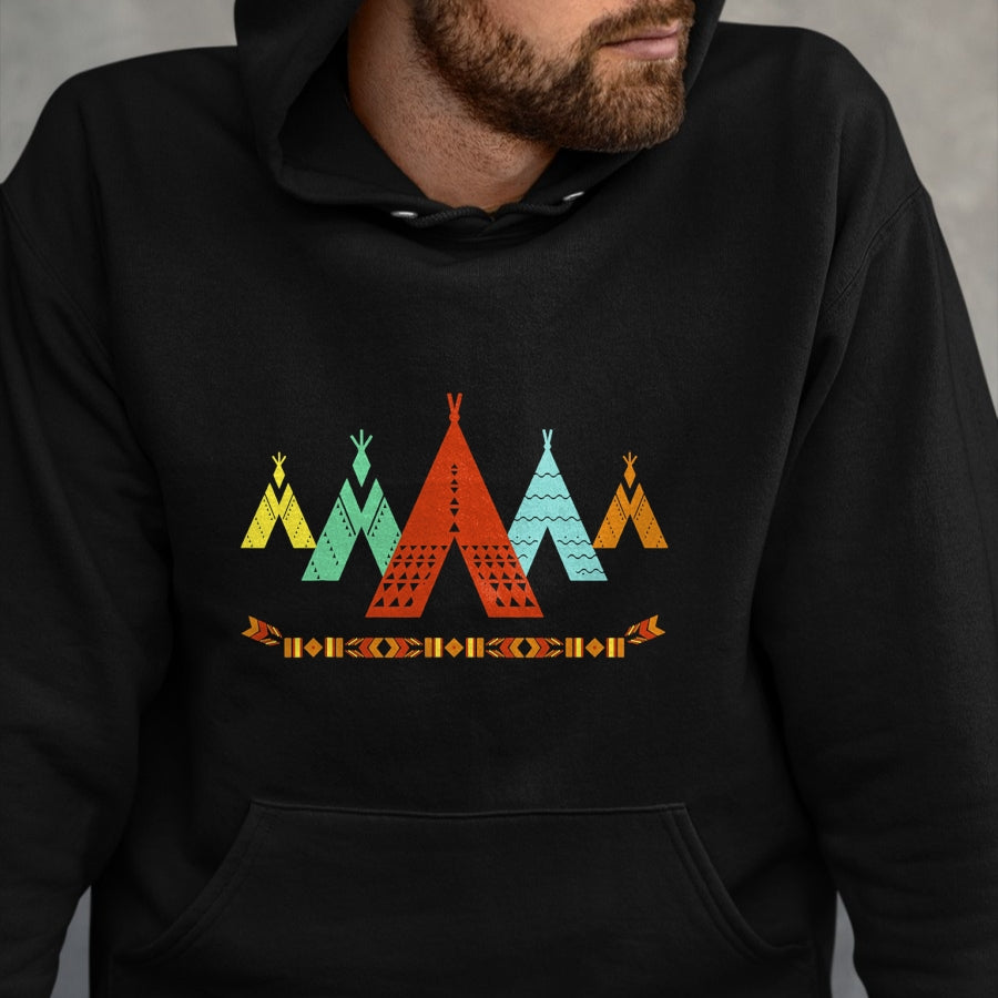 Native American T-Shirts, Vintage Native American Unisex T-Shirt/Hoodie/Sweatshirt HLT00 - Vintage Native American Teepee T-Shirt, Indian