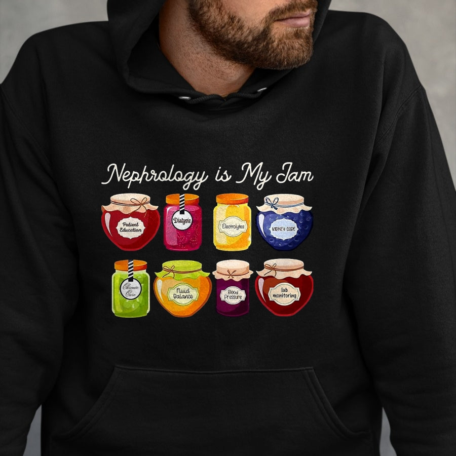Best Doctor Shirt, Funny Doctor UnisexT-Shirt/Hoodie/Sweatshirt HLT00 - Nephrology is My Jam Kidney Doctor Renal Care Nurse RN LPN T-Shirt, Men, Black, 3X-Large