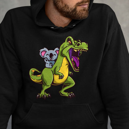 Best Dinosaur Lover Shirt, Funny Dinosaur UnisexT-Shirt/Hoodie/Sweatshirt HLT00 - Kawaii Koala Bear Riding T-Rex - Cute & Funny Trex Dinosaur T-Shirt