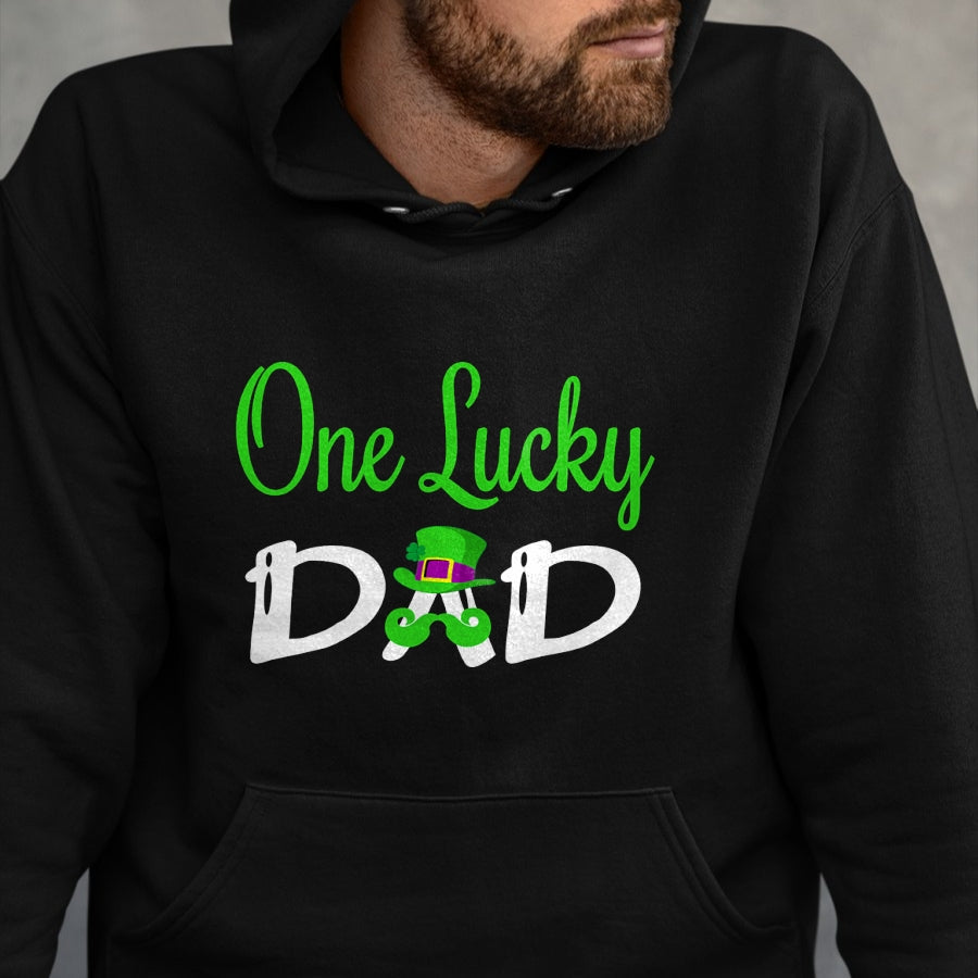 Gift for Dad Shirt, Funny Dad Unisex T-Shirt/Hoodie/Sweatshirt HLT00 – One Lucky Dad St. Patrick`s Day T-Shirt