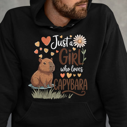 Cute Capybara Shirt, Funny Capybara Unisex T-Shirt/Hoodie/Sweatshirt HLT00 - Just A Girl Who Loves Capybaras Cute Capybara Women Girls T-Shirt