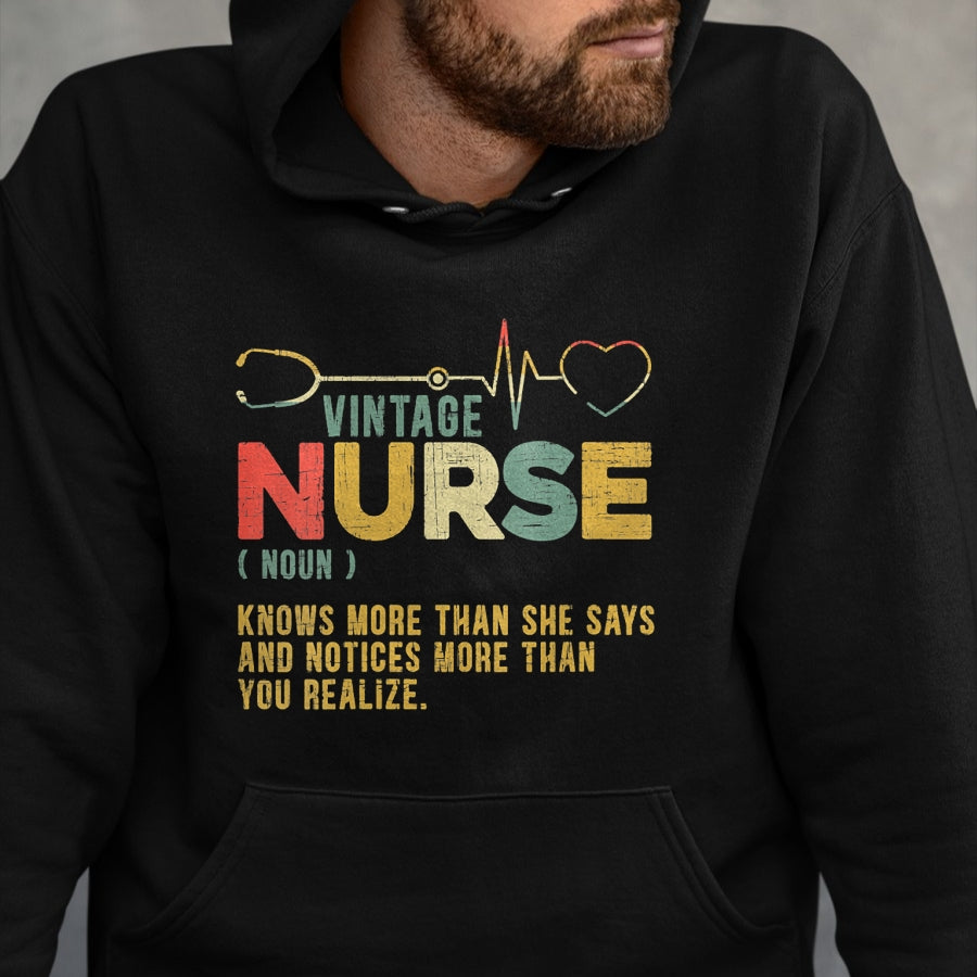 Funny Nurse Shirt, Nurse Unisex T-Shirt/Hoodie/Sweatshirt HLT00 - Womens Vintage Nurse Definition Hospital Medical Registered Nursing V-Neck T-Shirt