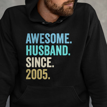 Best Wife Shirt, Wife and Husband Unisex T-Shirt/Hoodie/Sweatshirt HLT00 - Awesome Husband Since 2005 19th wedding anniversary 19 years T-Shirt