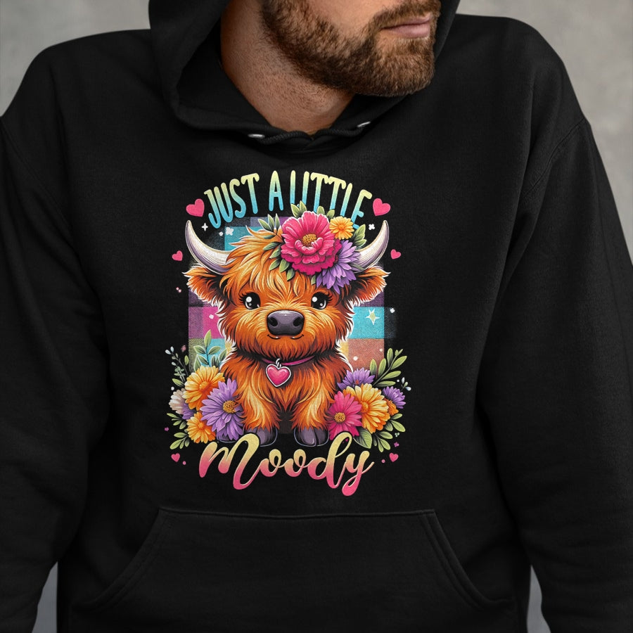 Best Farmer Life Shirt, Funny Farmer UnisexT-Shirt/Hoodie/Sweatshirt HLT00 - Highland Cow Just A-Little Moody Flower Funny Farm Farmer T-Shirt