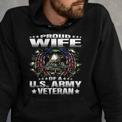 Best Wife Shirt, Wife and Husband Unisex T-Shirt/Hoodie/Sweatshirt HLT00 - Gift for wife T shirt, lucky wife   Proud Wife Of A US Army Veteran Military Vet's Spouse T-Shirt