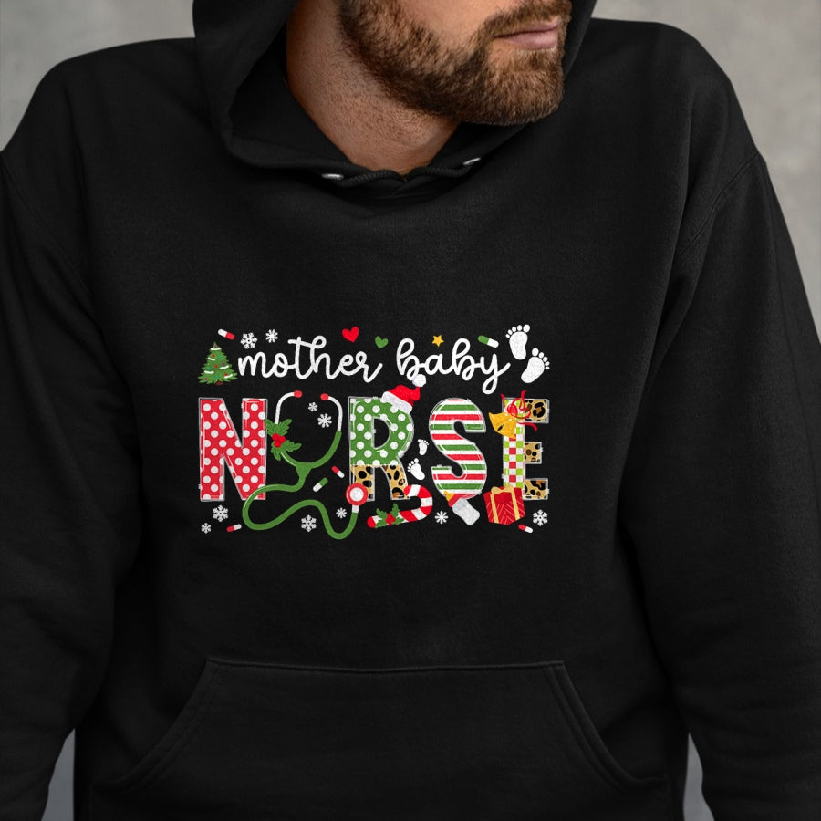 Funny Nurse Shirt, Nurse Unisex T-Shirt/Hoodie/Sweatshirt HLT00 - Mother Baby Nurse Christmas Postpartum Nursing NP RN Squad T-Shirt