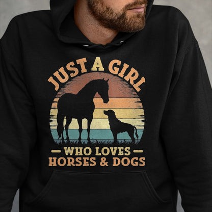 Best Horse Lover Shirt , Funny Horse UnisexT-Shirt/Hoodie/Sweatshirt HLT00 - Just A Girl Who Loves Horses and Dogs Women Girls T-Shirt, Men, Black, 3X-Large