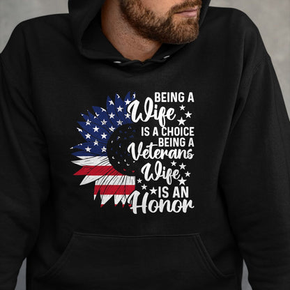Best Wife Shirt, Wife and Husband Unisex T-Shirt/Hoodie/Sweatshirt HLT00 - Gift for wife T shirt, lucky wife   Patriotic Veterans Day Being A Veterans Wife Is An Honor T-Shirt
