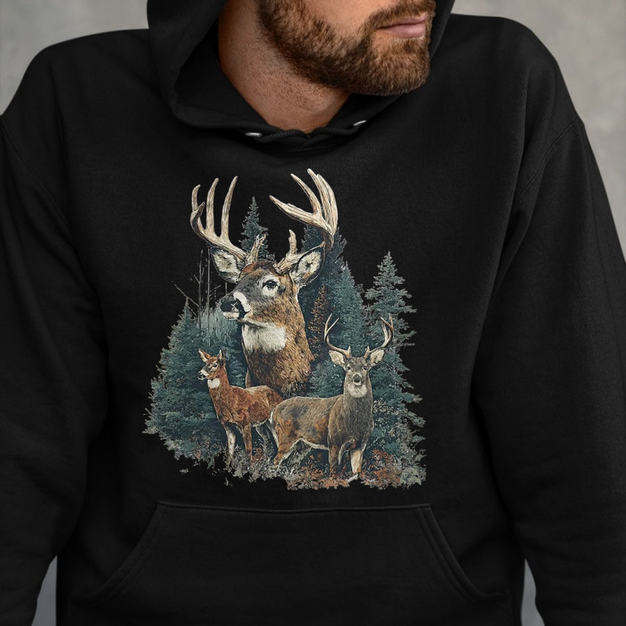 Funny Hunting Shirt, Gift For Hunting Lover Unisex T-Shirt/Hoodie/Sweatshirt HLT00 - Vintage Deer 90s Graphic Style Hunter Deer Faded Nature T-Shirt