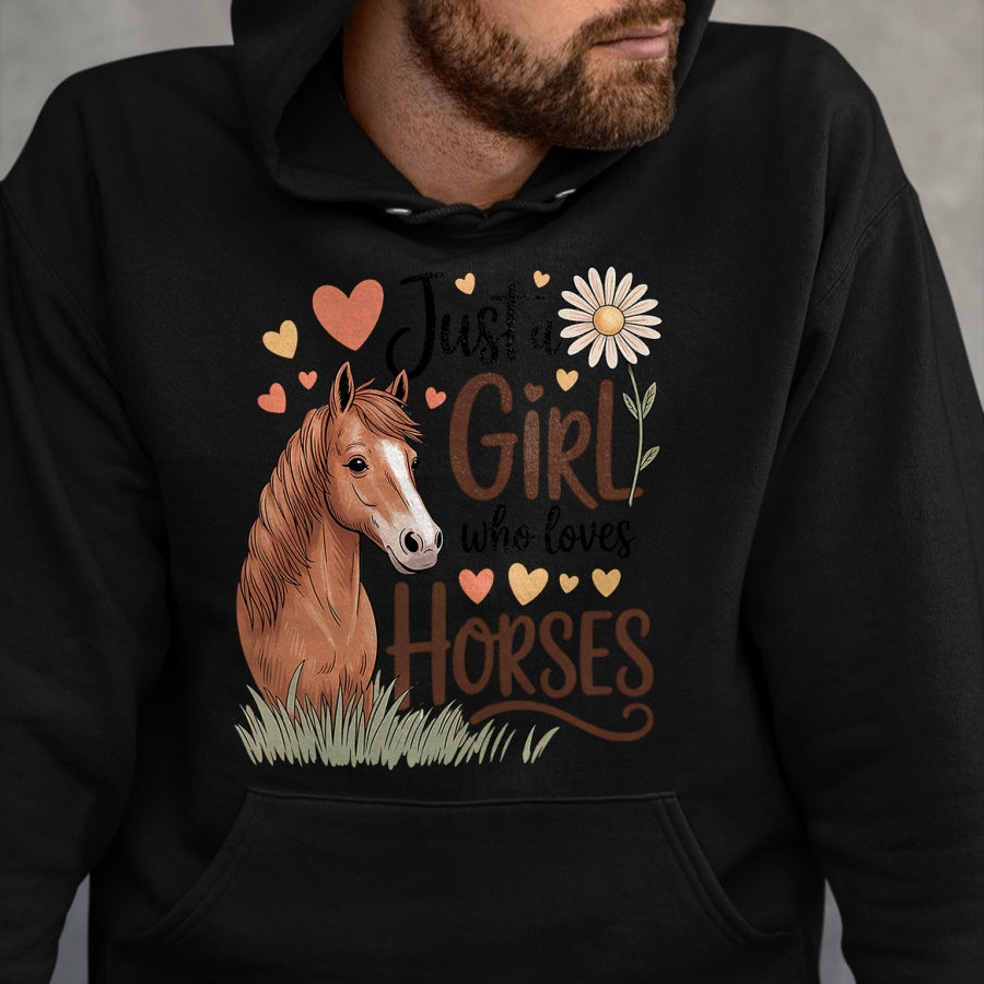 Best Horse Lover Shirt , Funny Horse UnisexT-Shirt/Hoodie/Sweatshirt HLT00 - Horse Riding for Girls Women - Just a Girl Who Loves Horses T-Shirt