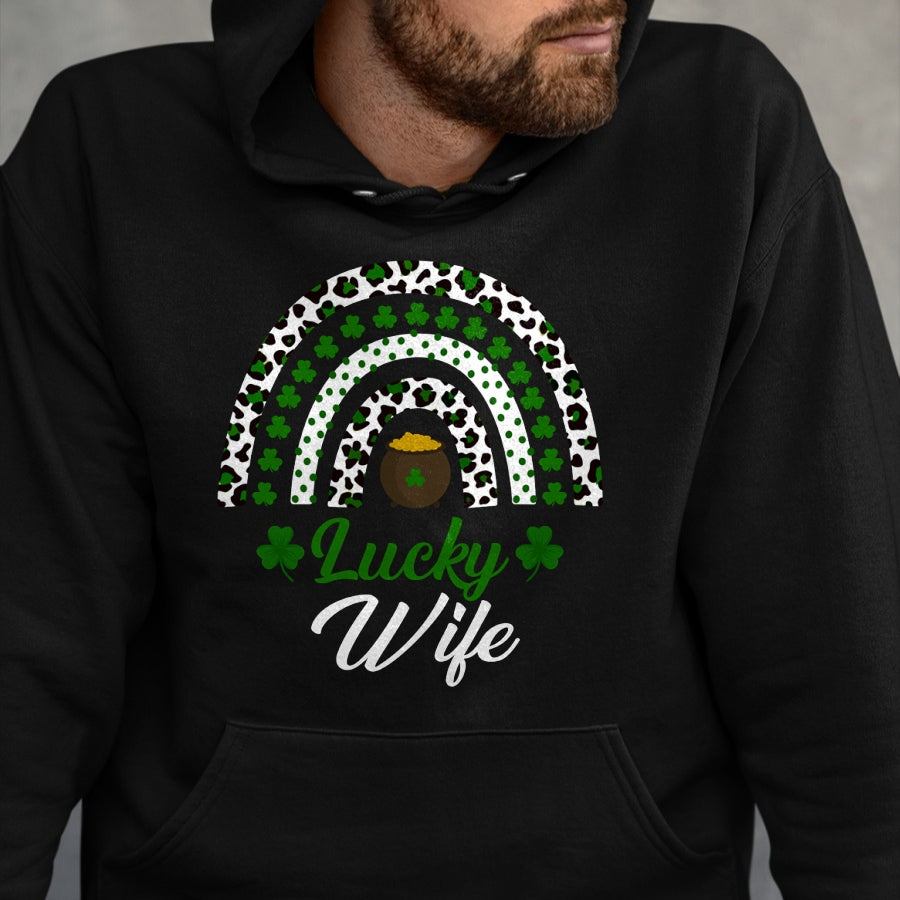 Best Wife Shirt, Wife and Husband Unisex T-Shirt/Hoodie/Sweatshirt HLT00 - Gift for wife T shirt, lucky wife   Lucky Wife Rainbow St Patricks Day Lucky Wife Long Sleeve T-Shir (1)