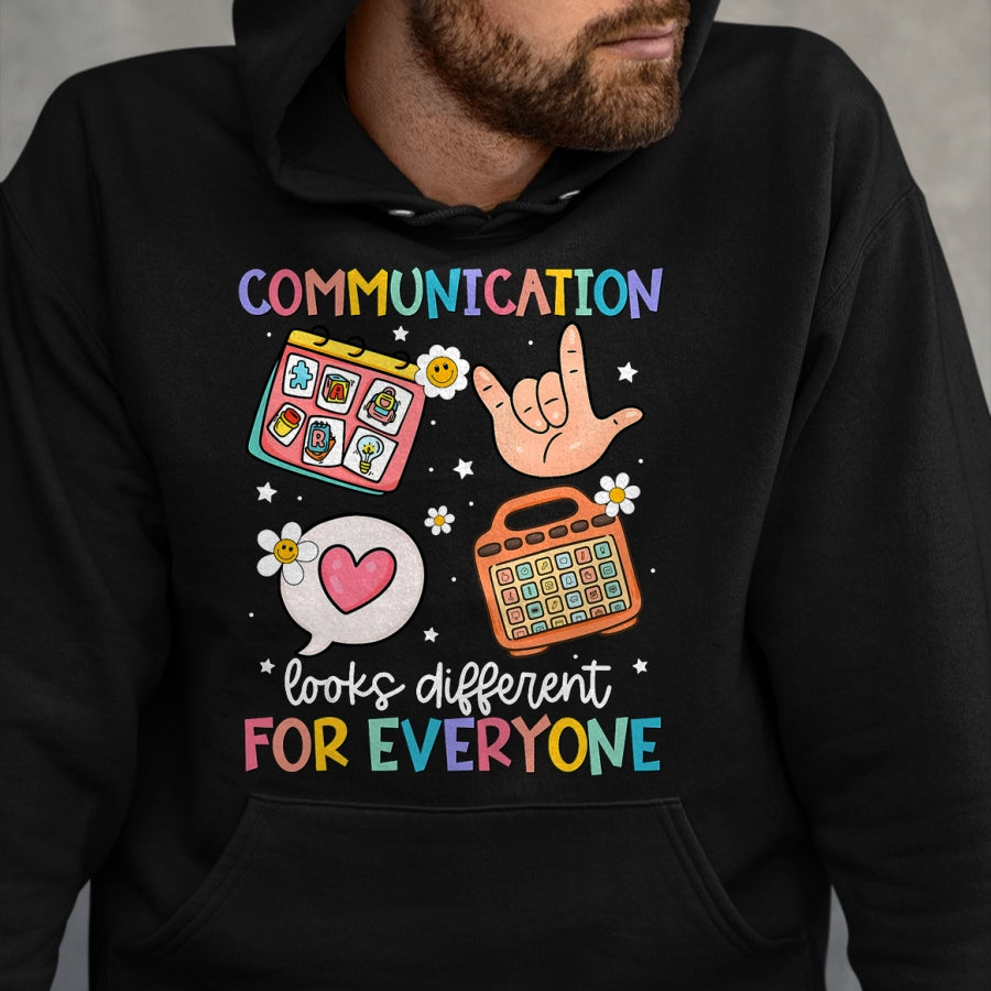 Best Teacher Shirt, Funny Teacher UnisexT-Shirt/Hoodie/Sweatshirt HLT00 - Communication Looks Different for Everyone SPED Teacher ASD T-Shirt